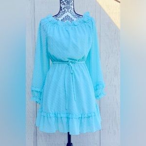 Rachel: Size Medium Powder Blue Babydoll Ruffled Dress with tie